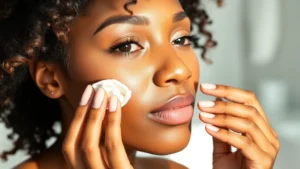 Woman with glowing, hydrated skin applying affordable drugstore moisturizer cream to cheek, bright natural lighting, minimalist bathroom setting, diverse skin tone, dewy finish, close-up focus