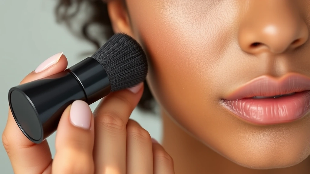 Close-up of hands applying budget-friendly foundation to diverse skin tone, showing blending and coverage, professional makeup application technique, natural daylight, realistic skin texture detail