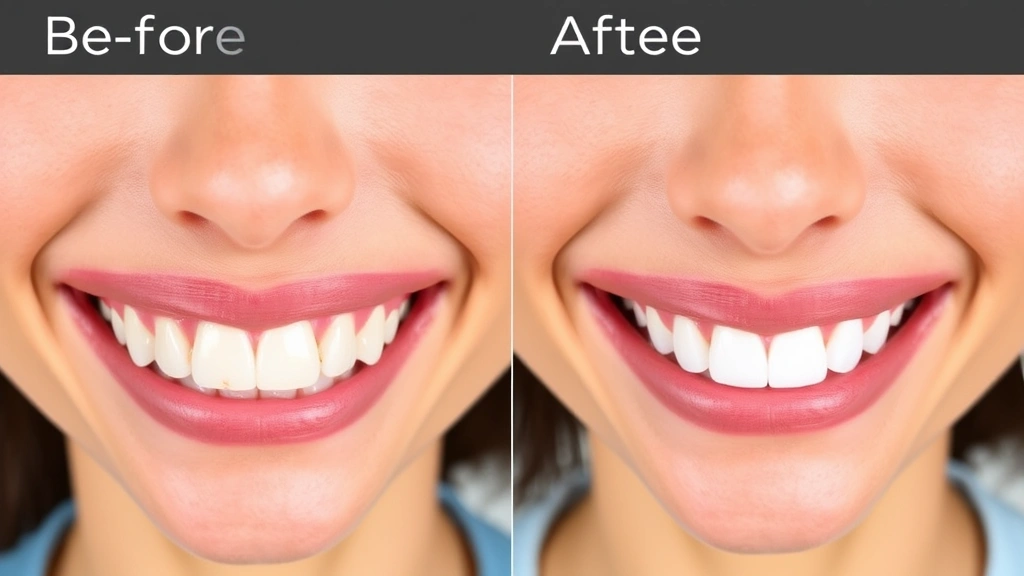 Before and after smile comparison showing a patient's teeth transformation through cosmetic bonding, displaying how chipped edges and discoloration were corrected with natural-looking composite resin, bright natural smile, dental office setting with professional lighting
