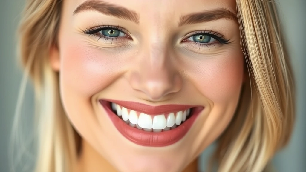 Woman smiling confidently after cosmetic dental bonding treatment, close-up of bonded teeth looking natural and polished, professional headshot style, natural daylight illuminating white teeth