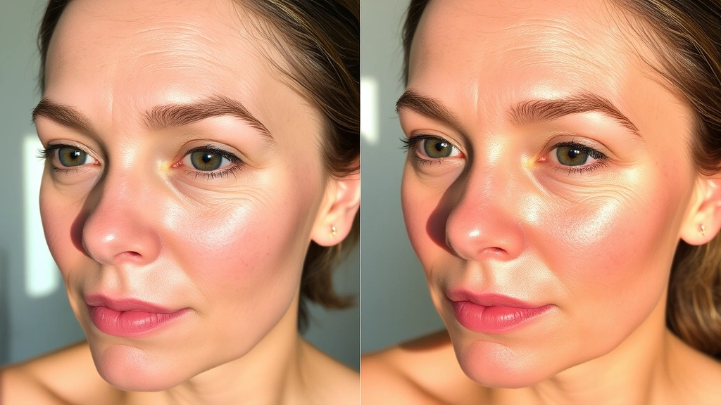 Before and after skin transformation showing improved texture and radiance from consistent skincare routine, natural lighting, healthy complexion, no text or labels visible
