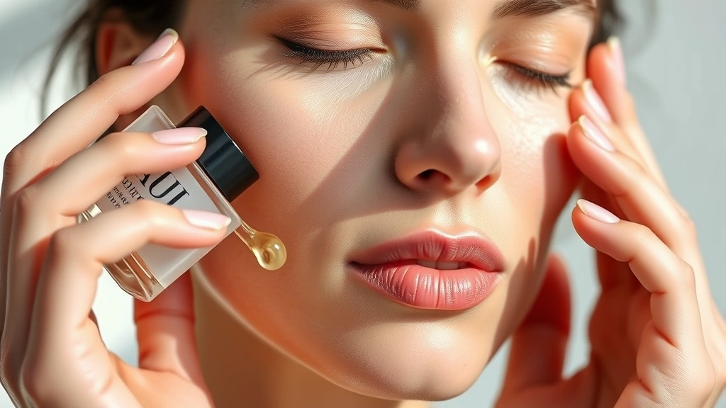 Hands applying medical-grade hyaluronic acid serum to clean face, showing product texture and hydration, natural lighting emphasizing product quality and skin glow