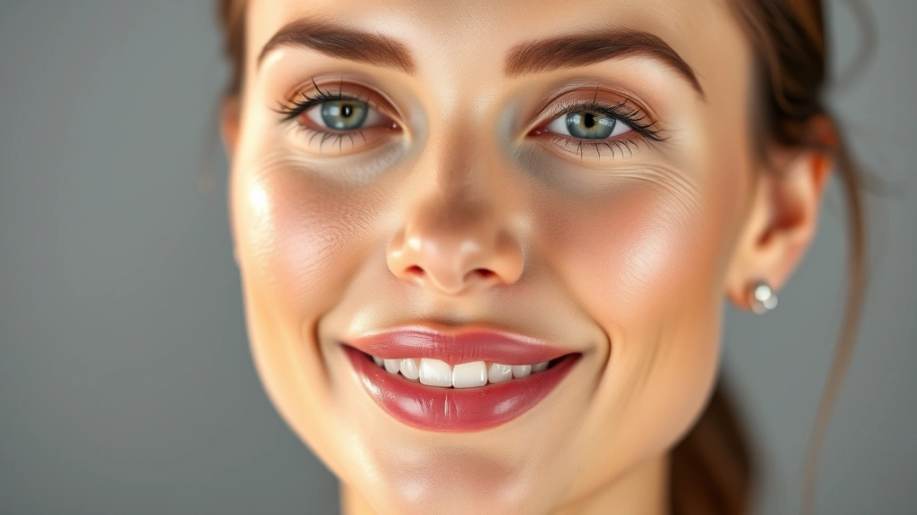 Woman with glowing, rejuvenated skin after cosmetic treatment, radiant complexion, smooth texture, natural beauty enhanced, confident expression, soft studio lighting, post-treatment glow