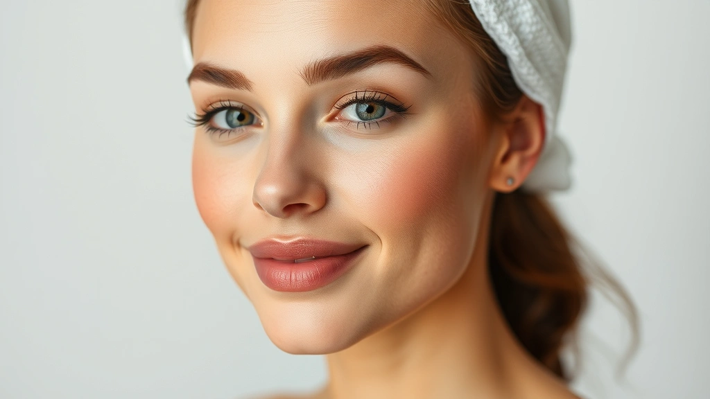 Beautiful woman with radiant glowing skin after cosmetic treatment, natural makeup, healthy skin texture, soft professional lighting, confident expression, smooth complexion without blemishes