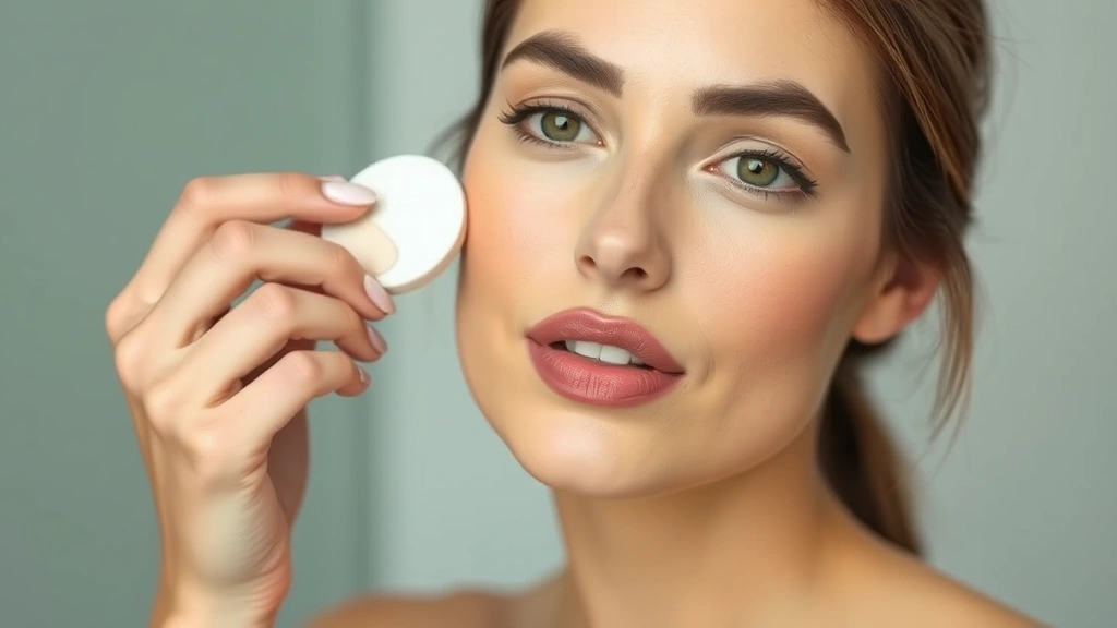 Woman applying foundation with damp beauty sponge to cheek area, demonstrating proper blending technique, soft natural lighting highlighting skin hydration and flawless finish