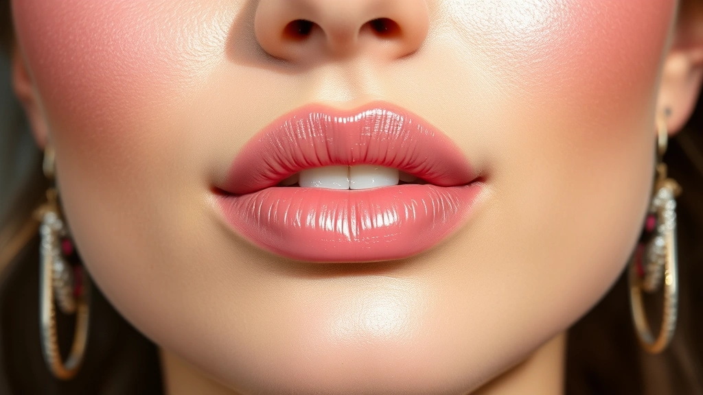 Close-up of dewy, glowing complexion wearing soft pink Hello Kitty-inspired eyeshadow and nude lipstick, natural lighting highlighting skin texture and radiance