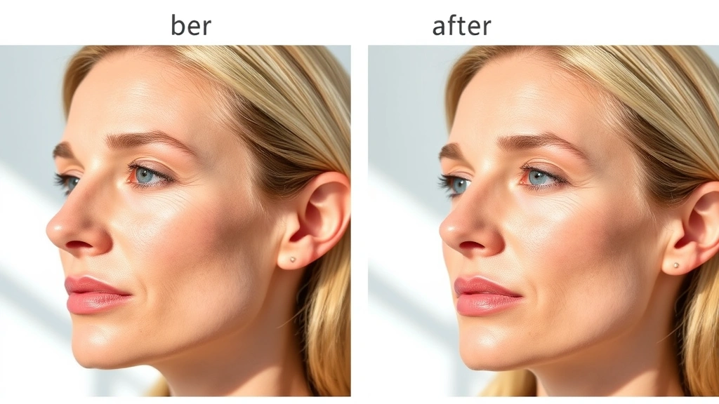 Before and after skincare transformation showing improved skin texture, reduced dullness, and enhanced radiance on a woman's face in natural light, side profile comparison, clinical skincare result aesthetic, no text or labels present