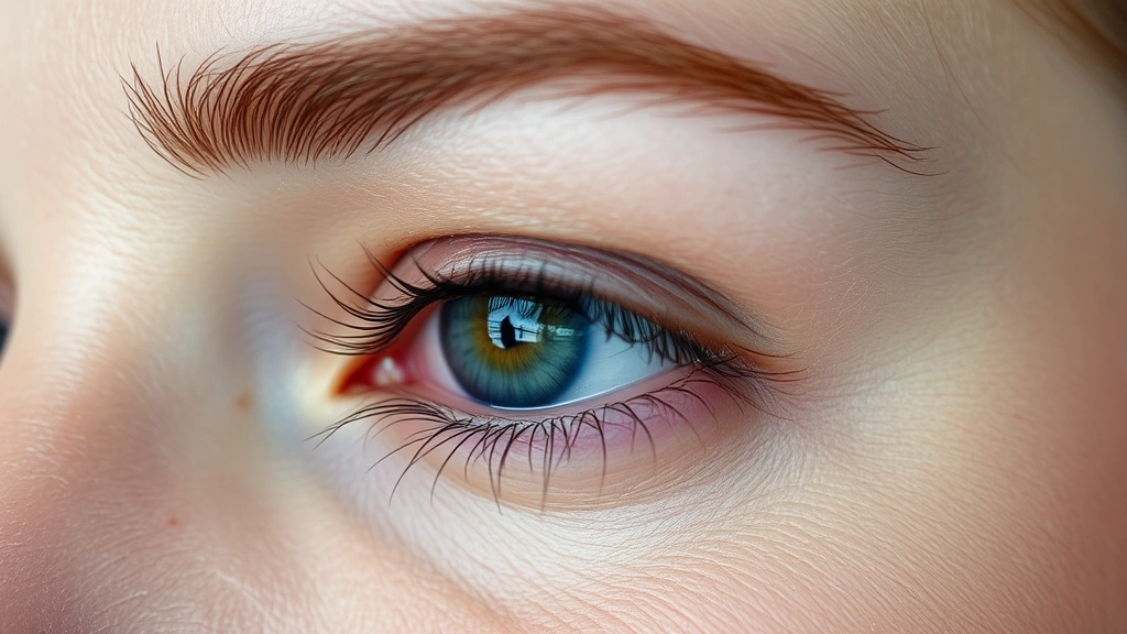 Close-up of a woman's eye area showing dark circles under the eye, natural lighting, realistic skin texture, no makeup visible, professional beauty photography