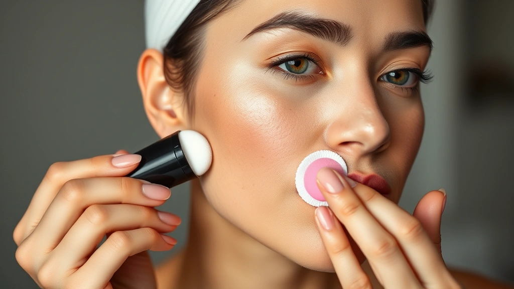 Diverse woman applying liquid tint with damp beauty sponge to cheek, demonstrating stippling application technique on moisturized skin