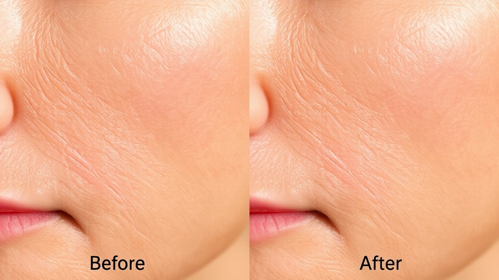 Before-and-after skin texture comparison showing improved radiance, hydration, and clarity—professional cosmetic photography with consistent lighting and angles