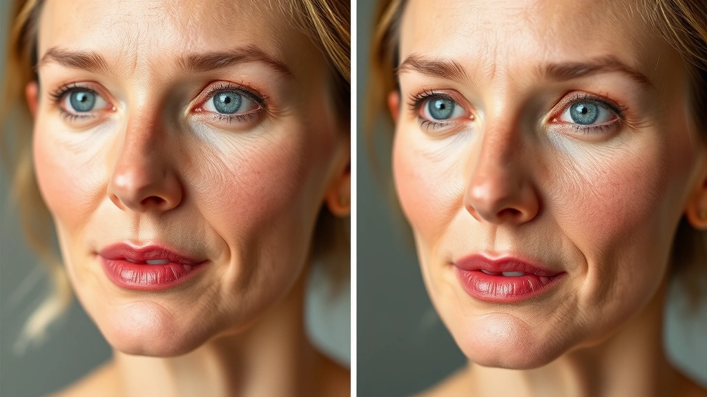 Before-and-after style split showing refined skin texture with improved clarity, even skin tone, and visible firmness, professional dermatology-style photography, no text or labels visible, natural lighting