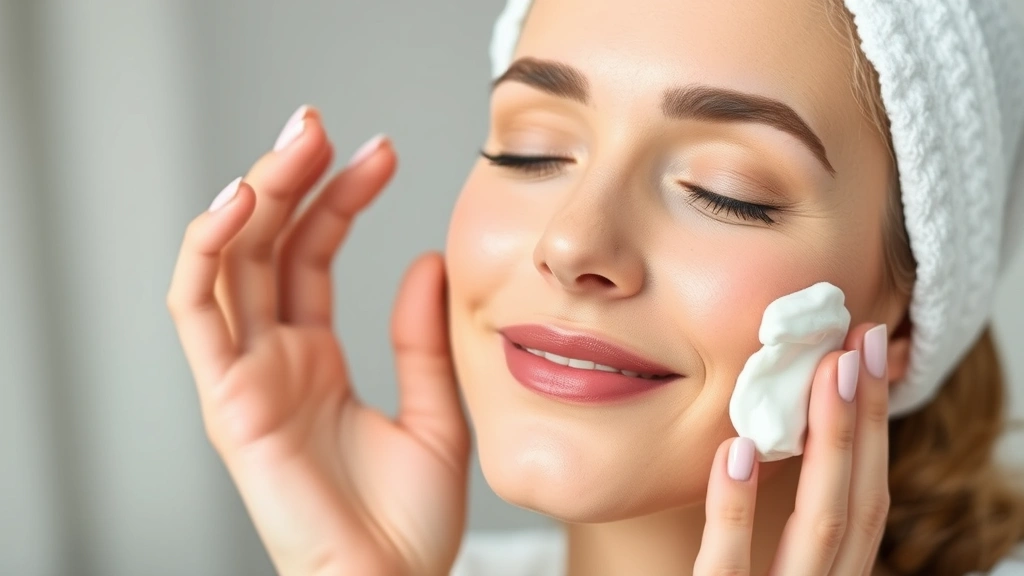 Woman applying premium moisturizer to her face during post-operative recovery period, showing gentle skincare technique with hydrating product. Natural lighting, peaceful expression.
