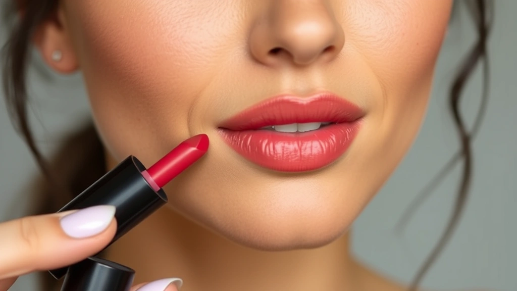 Woman with medium skin tone applying Jordana liquid lipstick showing color payoff and moisturizing finish with natural lip texture visible