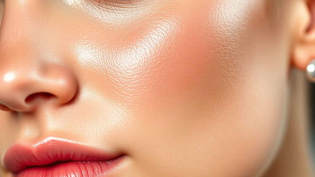 Close-up of radiant, glowing skin with refined pores and luminous complexion, natural lighting highlighting skin texture and clarity, beauty skincare focus