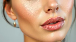 Close-up of a woman's face with glowing, hydrated skin featuring natural makeup application, soft natural lighting highlighting skin texture and radiance, no product packaging visible
