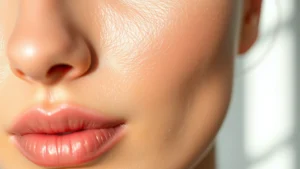 Close-up of smooth, poreless skin texture with natural lighting, showcasing primer's blurring effect on skin surface