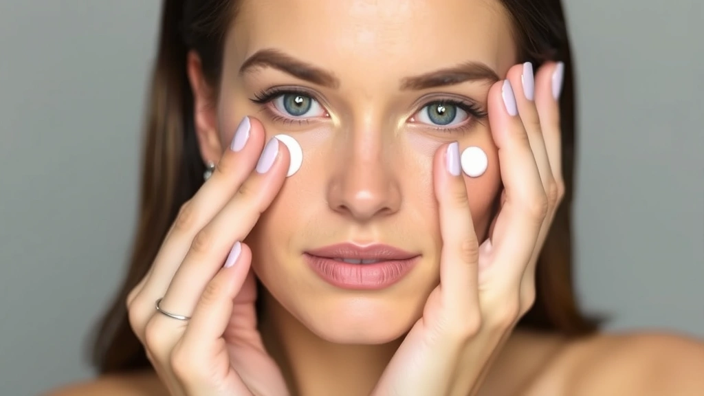 Hands demonstrating proper primer application technique on face, pressing product into skin with fingertips, showcasing blending method with natural skin tone visible