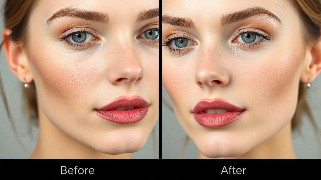 Woman's face showing visible pore minimization before and after primer application, focusing on cheek and T-zone areas with clear skin texture improvement