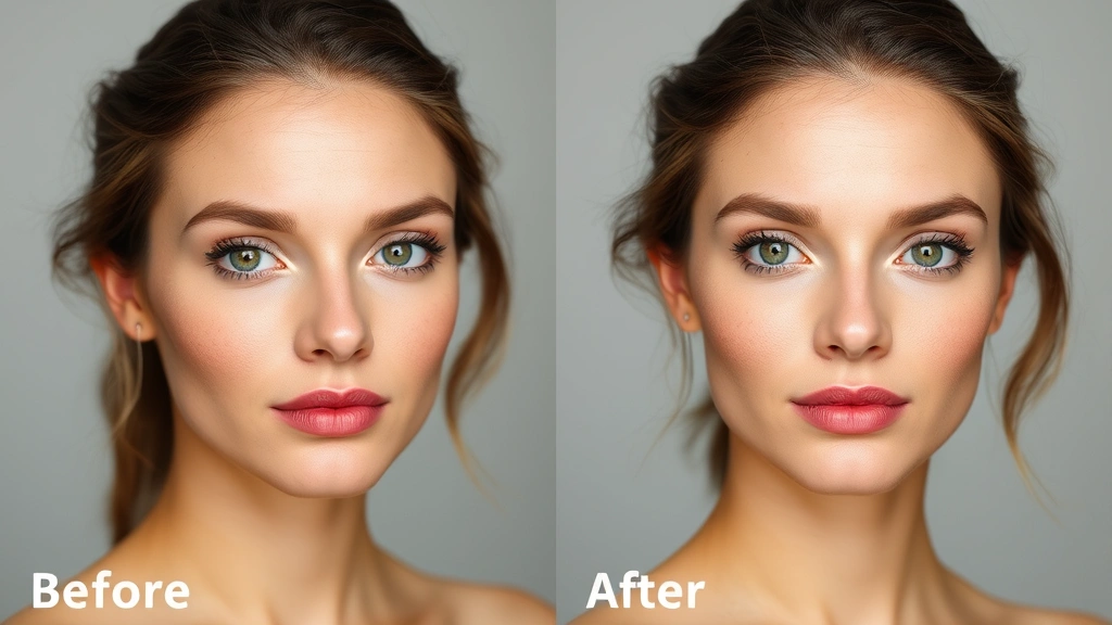 Before and after comparison showing face texture with and without primer, highlighting pore minimization and fine line smoothing, professional beauty photography with studio lighting