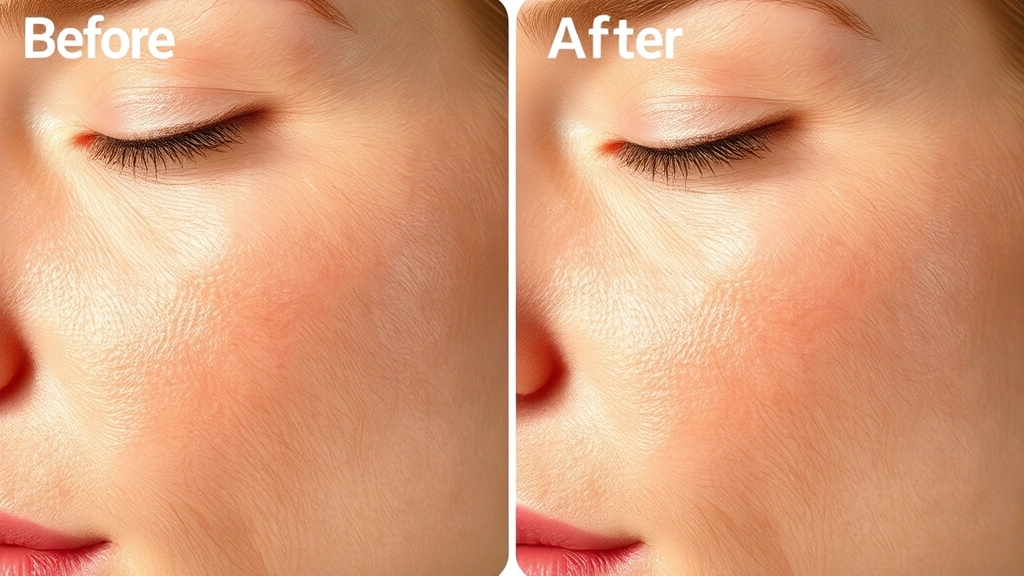 Before and after skin texture comparison showing pore refinement and smoothness, close-up macro photography of skin surface, improved appearance after primer application, natural daylight