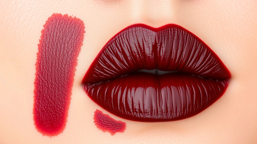 Close-up of deep burgundy-brown liquid lipstick swatch on fair, medium, and deep skin tones showing color payoff and undertone balance, natural daylight