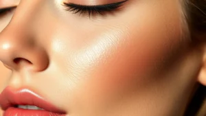 Close-up of luminous, sculpted cheekbones with professional contouring makeup creating dimension and shadow, soft natural lighting highlighting skin texture refinement and radiance