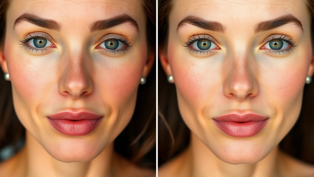 Diverse skin tones showing results of skincare treatment, before-and-after style composition with visible skin clarity improvement, natural lighting, close-up facial shots