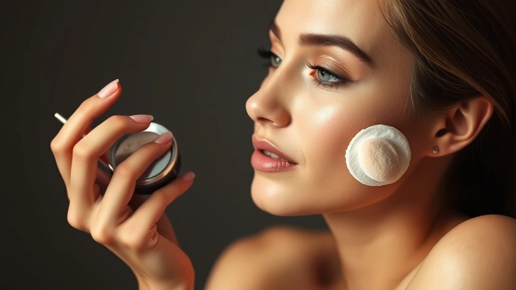 Woman applying Priia foundation with damp beauty sponge to cheek, showing seamless blending and natural skin-like finish, professional makeup lighting