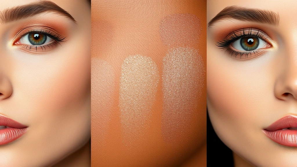 Close-up of diverse skin tones displaying cream and powder eyeshadow swatches in various finishes—matte, shimmer, and metallic—showing color payoff and blendability on different undertones