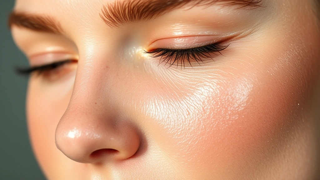 Close-up of dewy, glowing skin with primer applied, showing hydrated complexion with natural luminosity, no visible dryness or texture, soft diffused lighting highlighting skin radiance