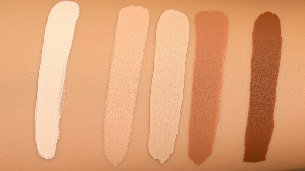 Close-up of diverse foundation shades from multiple black-owned brands displayed on skin swatches showing true color payoff and undertone variations for deeper complexions