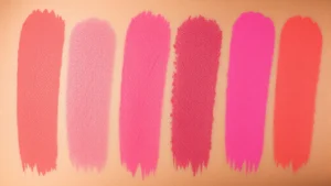 Close-up of vibrant MAC blush swatches on diverse skin tones showing rich pigmentation and color payoff, professional lighting