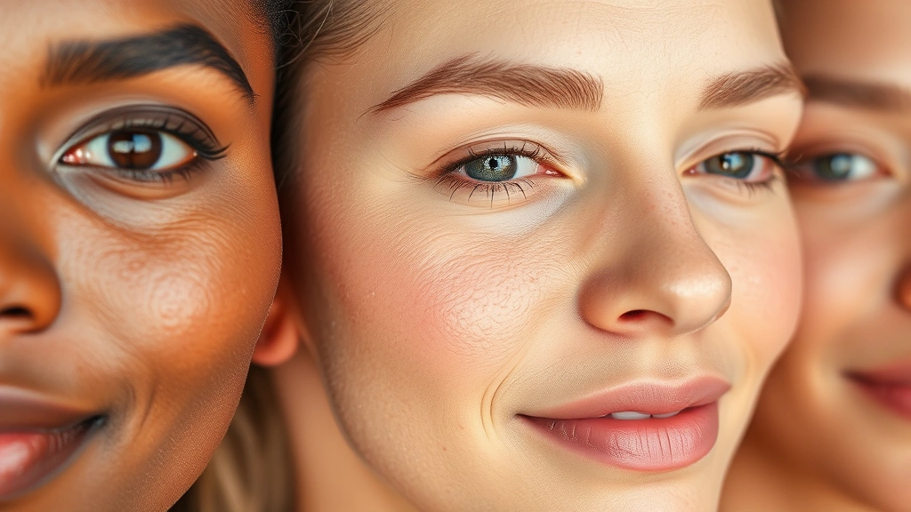 Close-up of diverse skin tones showing hydrated, glowing complexion with visible skin texture and natural radiance, emphasizing the results of proper moisturization and skincare routine