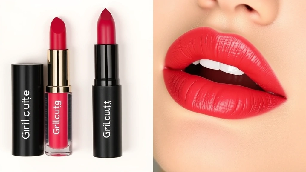 Girlcult liquid lipstick and bullet lipstick swatches on lips showing color payoff and texture, professional makeup photography, neutral background, natural lighting