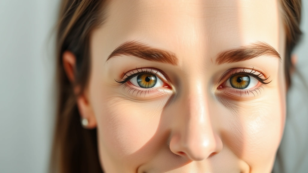 Woman with bright, refreshed under-eye area showing visible improvement in dark circles and skin radiance after consistent eye cream use, natural morning light